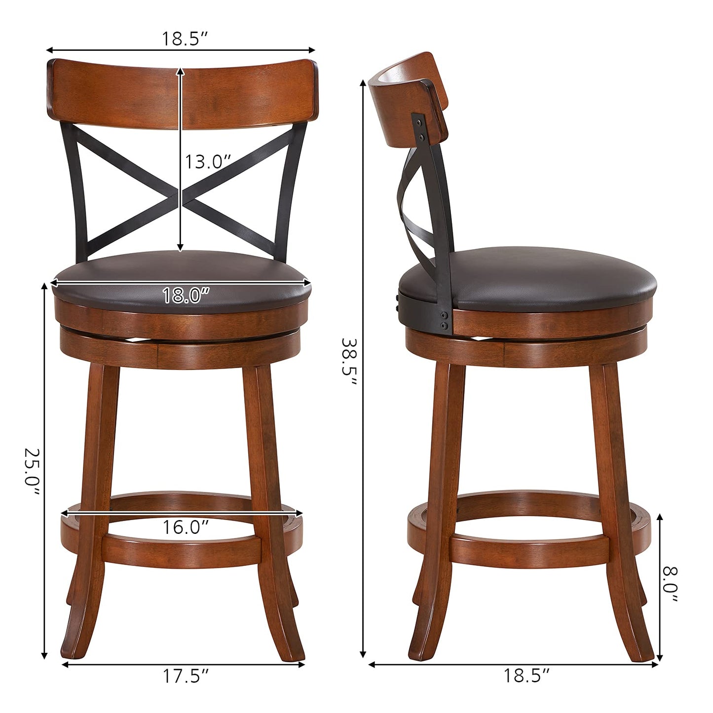 25”Height Kitchen Counter Bar Stools for Kitchen Island