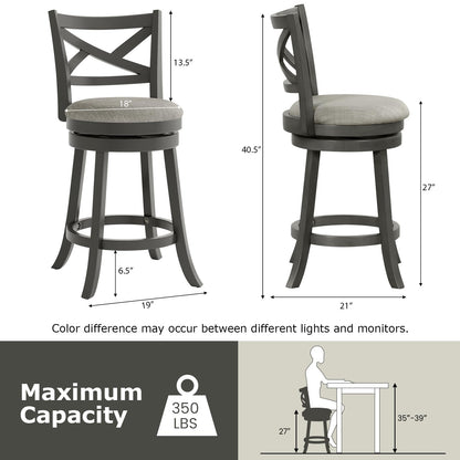 Bar Stools Set of 2 Counter Height Swivel Chairs