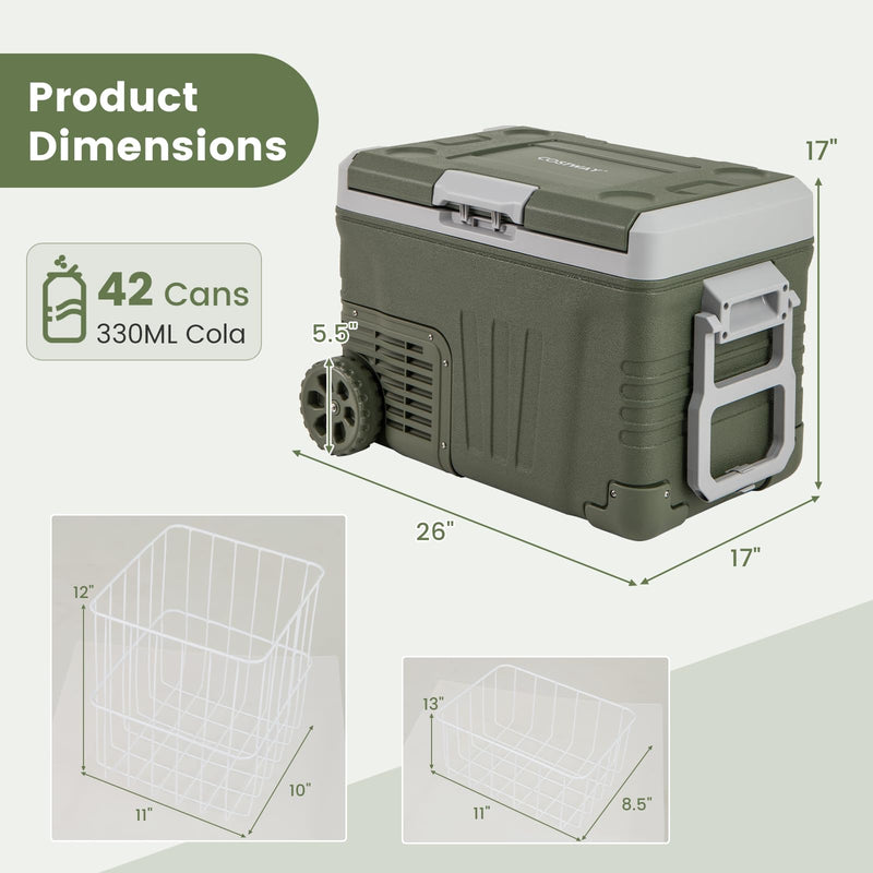Car Refrigerator with Wheels 12/24V Car Fridge -4℉~68℉ Adjustable Range