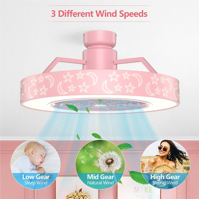 ARLIME Ceiling Fan with Lights, 23" LED Dimmable Starry Fan Lamp with Invisible Blades