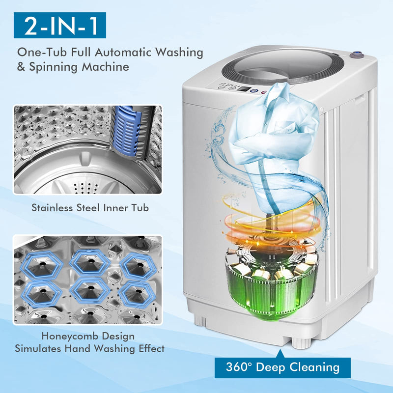 ARLIME 1.2 Cu.ft Portable Washing Machine Full-Automatic,8 lbs Capacity Laundry Machine