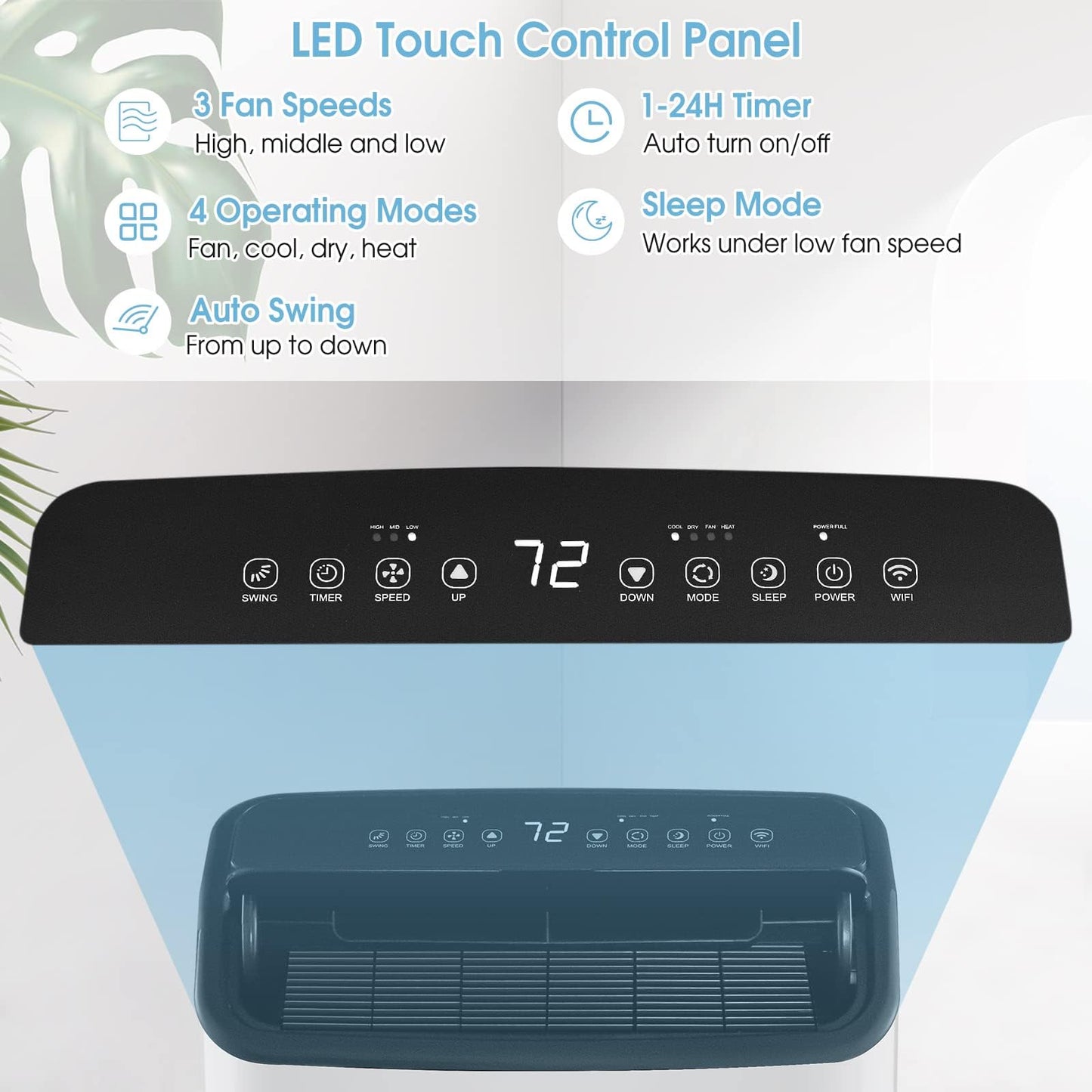 Smart Portable Air Conditioner & Heater Combo, 15000 BTUs Stand up AC Unit with Heat, Dehumidifier