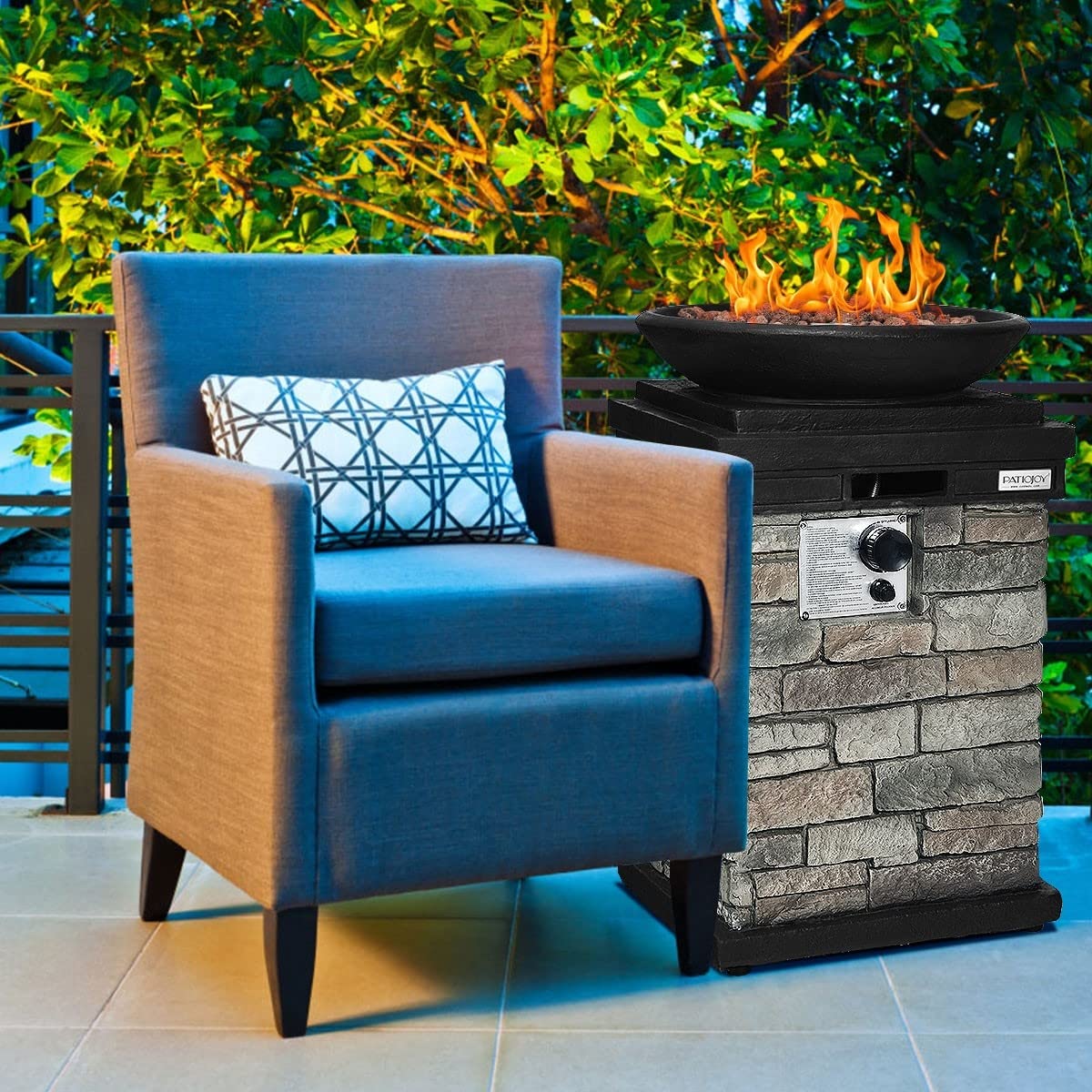 ARLIME Outdoor Propane Burning Fire Bowl, 40,000 BTU Outdoor Gas Fire Pit with Free Lava Rocks