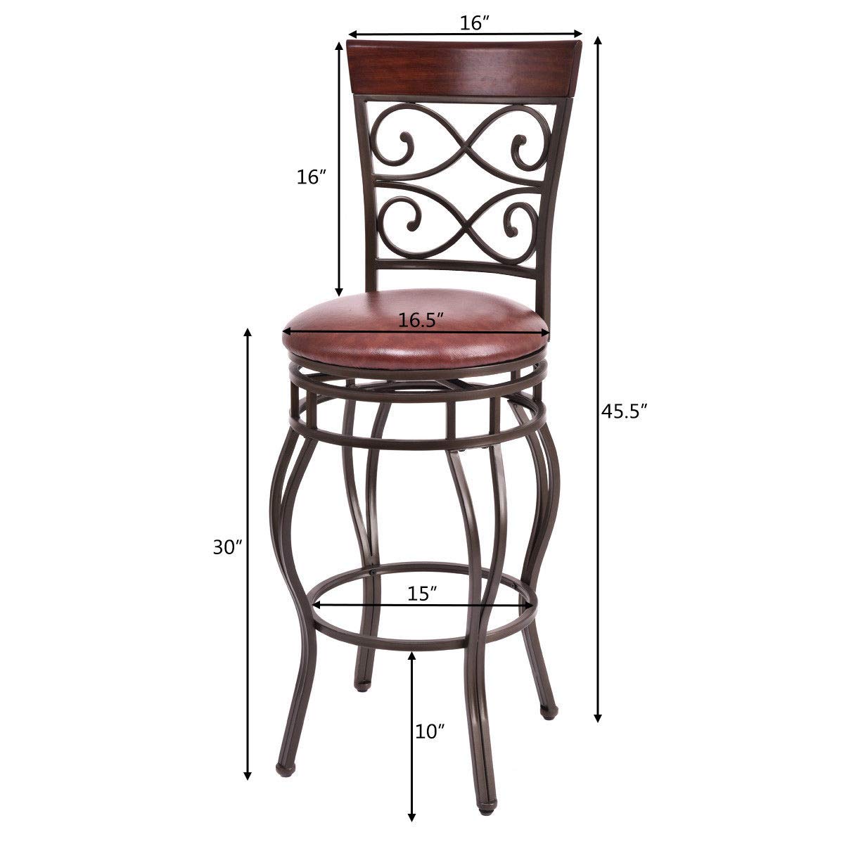 Leather Padded Seat Bistro Dining Kitchen Pub Metal Chairs