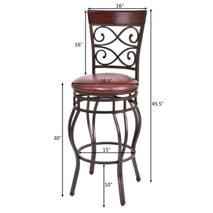 Leather Padded Seat Bistro Dining Kitchen Pub Metal Chairs