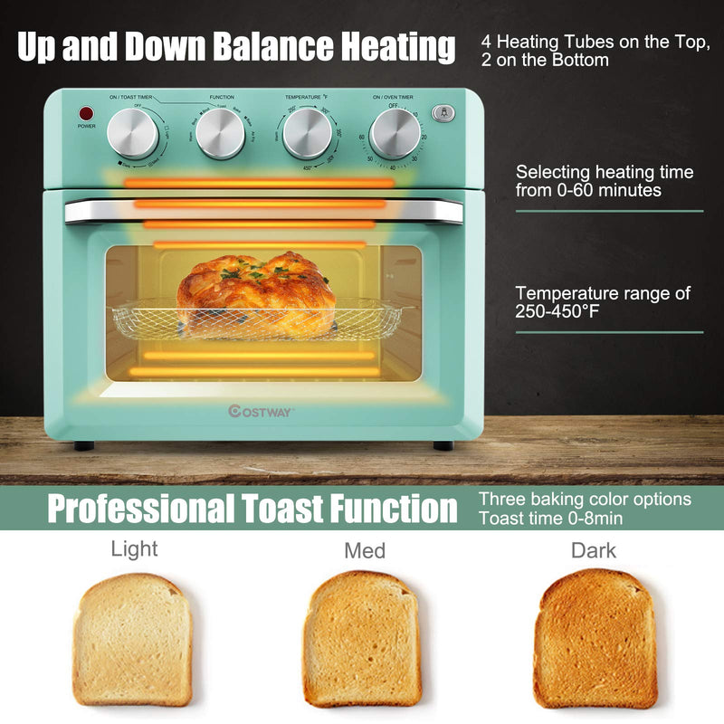 Toaster Oven Countertop, 7-in-1 Convection Oven with Air Fry, Bake, Broil, Toast, Dehydrate, Pizza, Warm Function