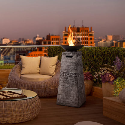 Outdoor Burning Fire Bowl W/Lava Rocks & PVC Cover