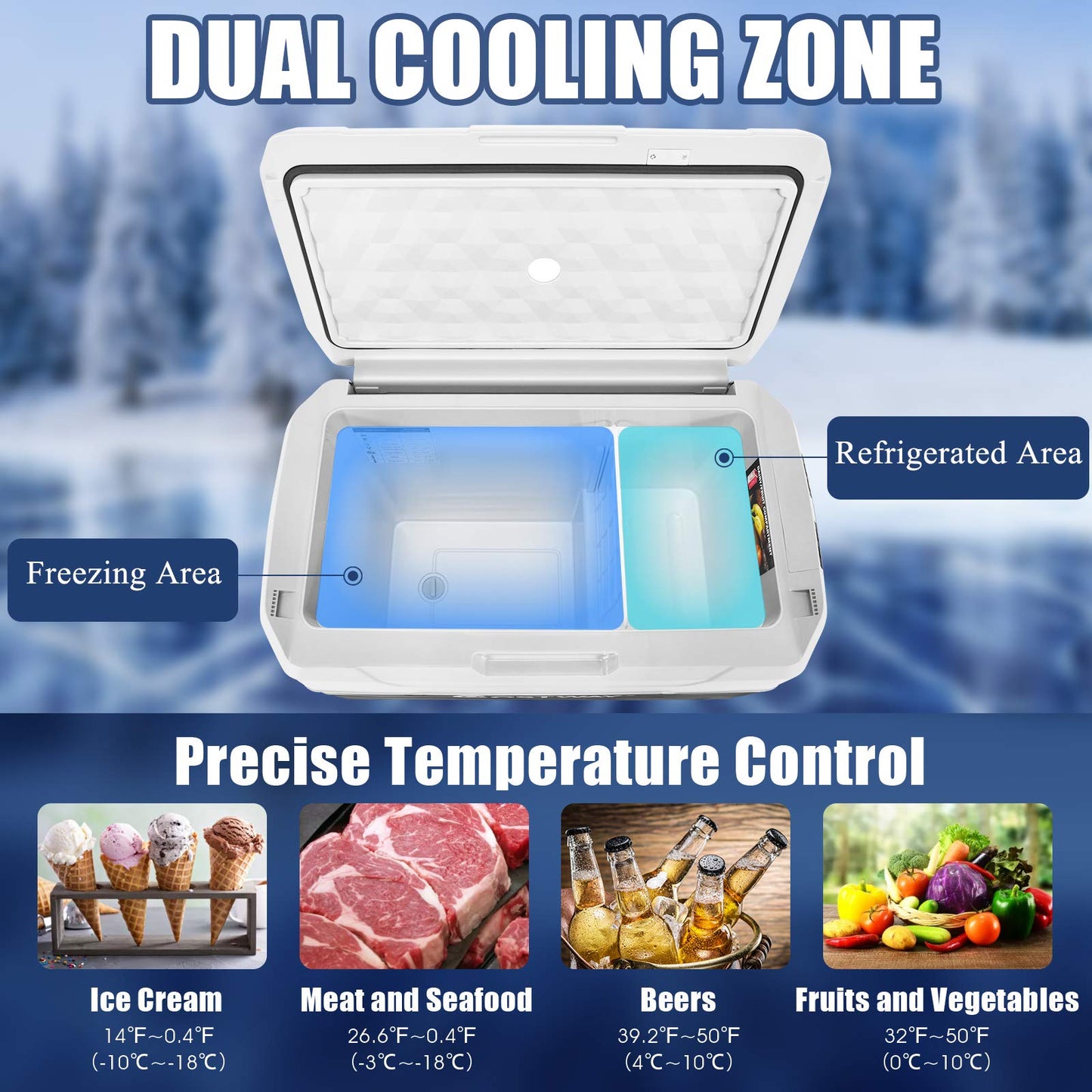 42 Quarts AC/DC Compressor Freezer Cooler with Telescopic Handle
