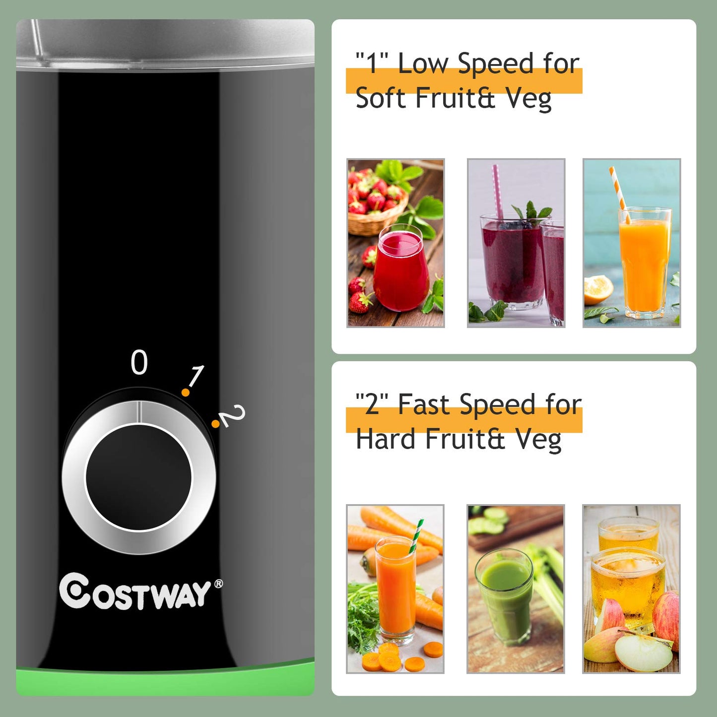 Juicer Machine, Centrifugal Juicer with 3-Inch Wide Mouth, BPA-Free Stainless Steel Juice Maker with 2-Speed Control