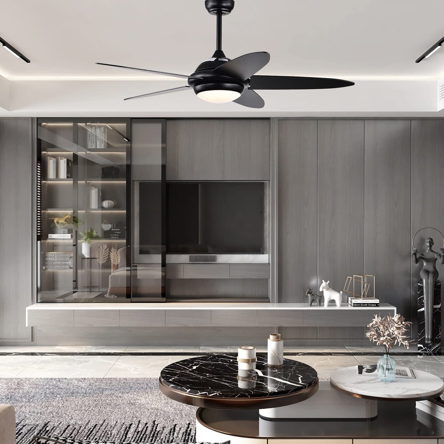 52 Inch Ceiling Fan with Lights, Indoor Modern LED Ceiling Fan, Remote Control