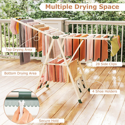 Foldable 2-Level Clothes Drying Rack for Indoor & Outdoor ( 64"L x 22”W x 39"-62"H )