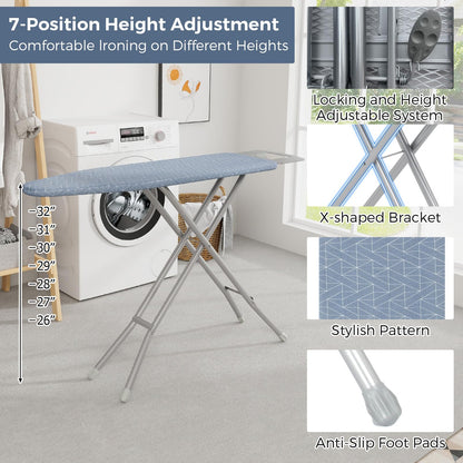 Ironing Board with Iron Rest Full Size Iron Stand with 3 Layers Extra Thick Cover