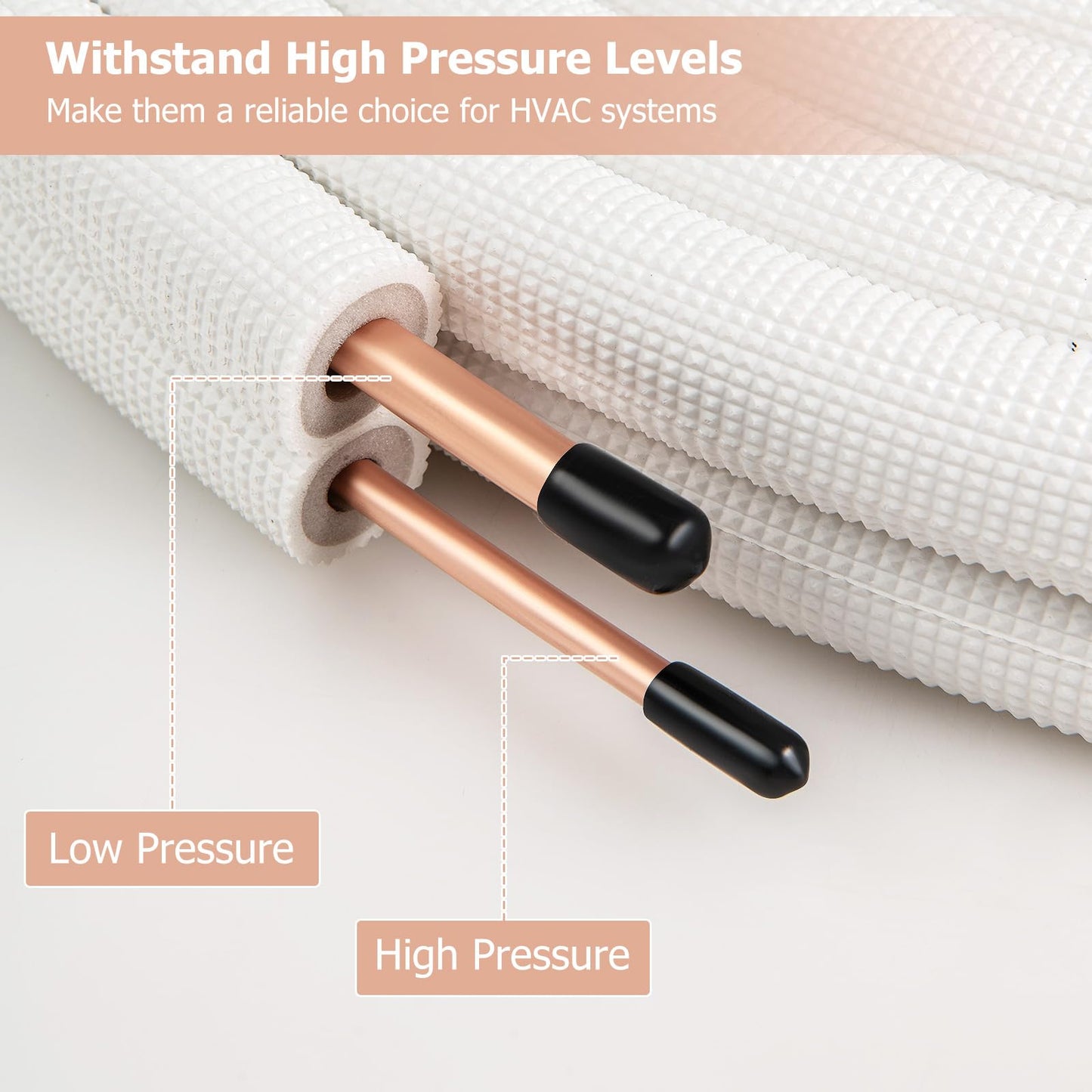 Copper Pipes Tubing with 3-Layer Insulation for Mini Split Air Conditioner (25Ft 1/4" and 3/8")