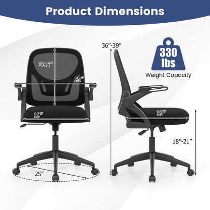 Comfy Swivel Rolling Desk Chair with Adjustable Height & Flip-Up Armrests