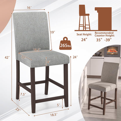 Bar Stools Set of 2/4 Counter Height Bar Stools with Rubber Wood Legs & Ergonomic Back