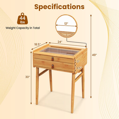 Bamboo Makeup Vanity Set with 2 Drawers for Adult and Teens