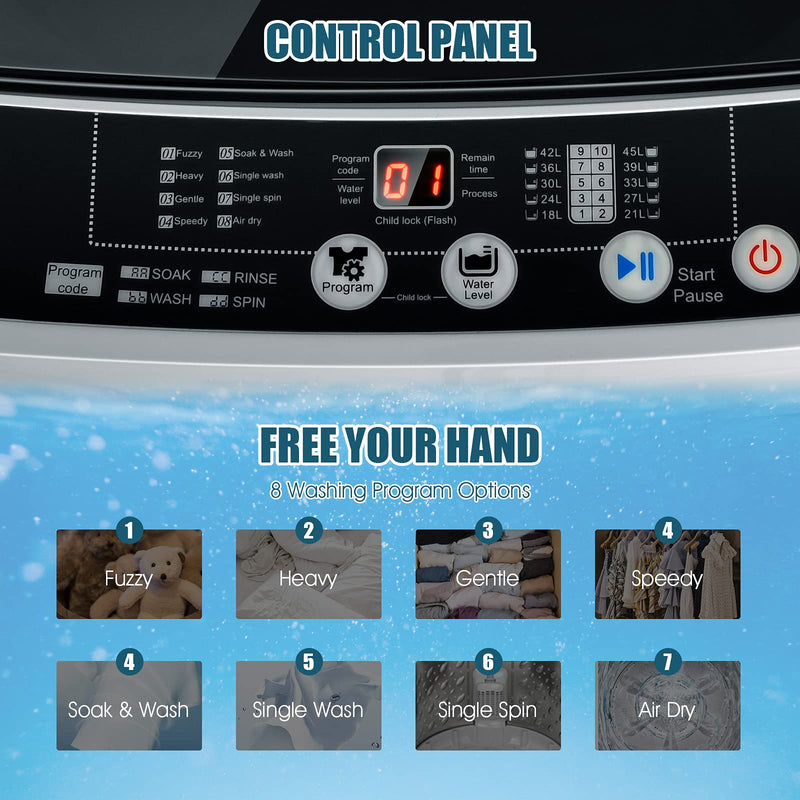 ARLIME 2 in 1 Compact Mini Laundry Machine Full-Automatic Washing Machine, 1.5 Cu.Ft