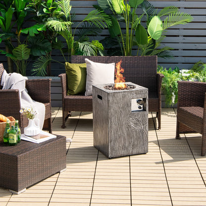 16-Inch Outdoor Propane Fire Pit 30,000 BTU Patiojoy Electronic Ignition Square Gas Fire Pit with Protective Cover