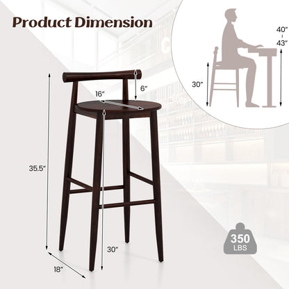 Bar Chair Set of 2/4 Bar Height Stools Set w/Acacia Wood Frame