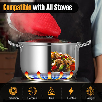12 Piece Stainless Steel Cookware Set with Stock Pot