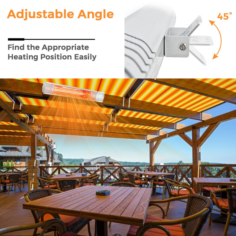Wall-Mounted Patio Heater 3 Heat Setting 1 s Instant Heating for Garage and Backyard