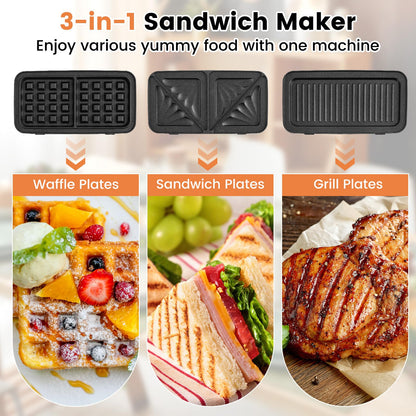 3 in 1 Sandwich Maker w/Removable Non-Stick Plates