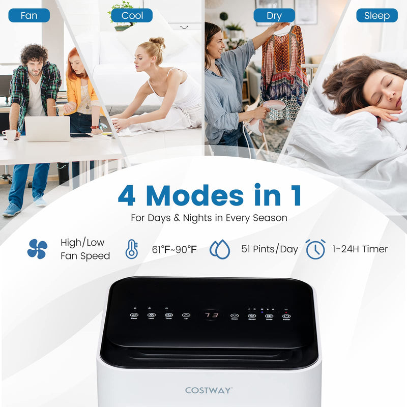 Portable Air Conditioner, 10000 BTU AC Unit with Cool, Fan, Dehumidifier & Sleep Mode for Rooms up to 350 Sq.Ft