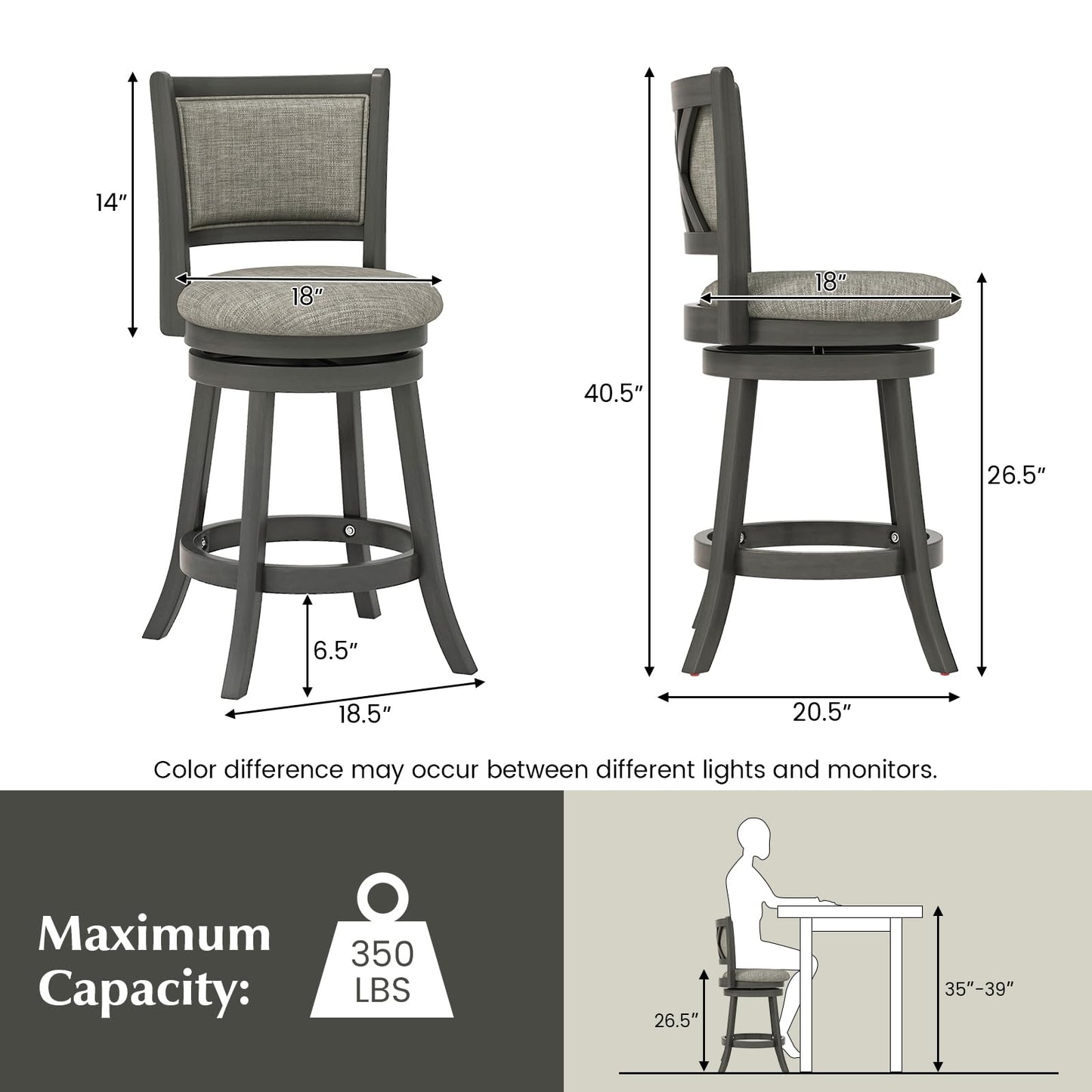 Bar Stools Set Counter Height Swivel Chairs