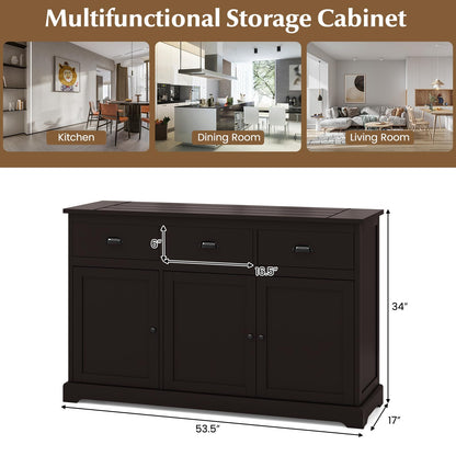 Sideboard Buffet Kitchen Storage Cabinet with Countertop 2 Cabinets & 3 Drawers