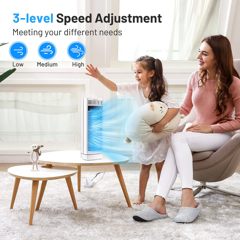 Tower Fan 14 Inches Portable Oscillating Desk Fan with 3 Speeds