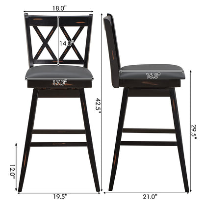 360 ° Swivel Bar Height 29.5 inch Bar Stool with Foot Rest Upholstered Cushion & Ergonomic Backrest