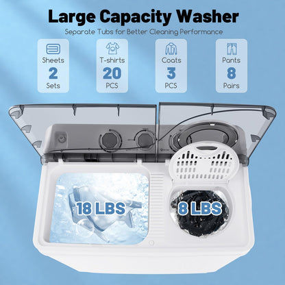 ARLIME Portable Washing Machine, 26 lbs Washer and Spinner Combo with Drain Pump