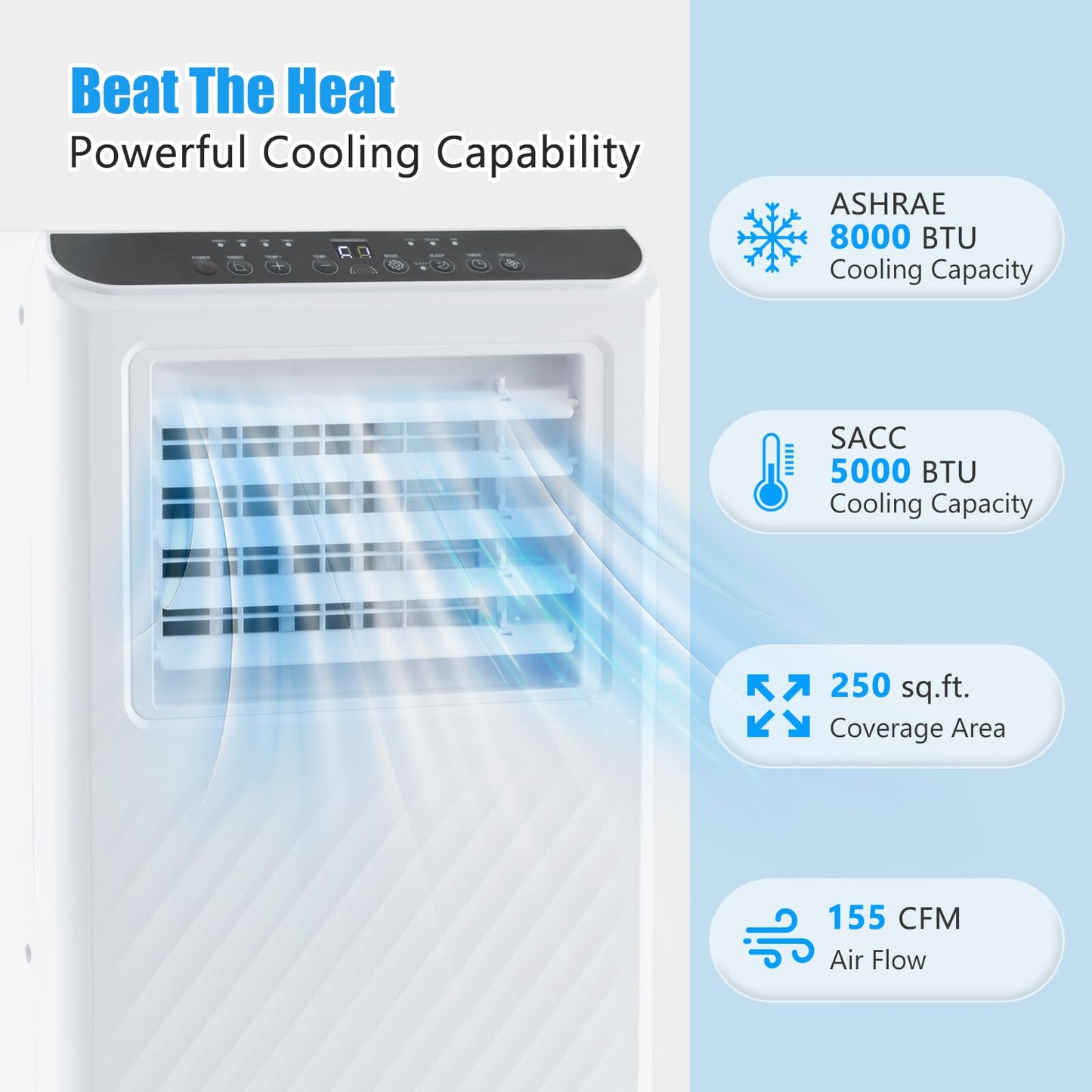 ARLIME Portable Air Conditioner, 3 -in-1 Air Cooler, Dehumidifier & Fan w/LED Display