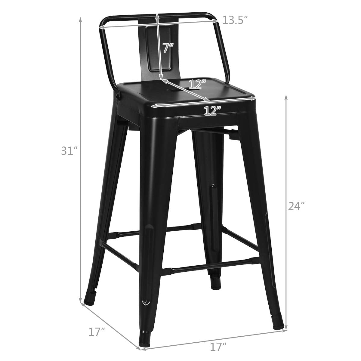 Metal Bar stools Set of 4 with Rubber Feet for Kitchen