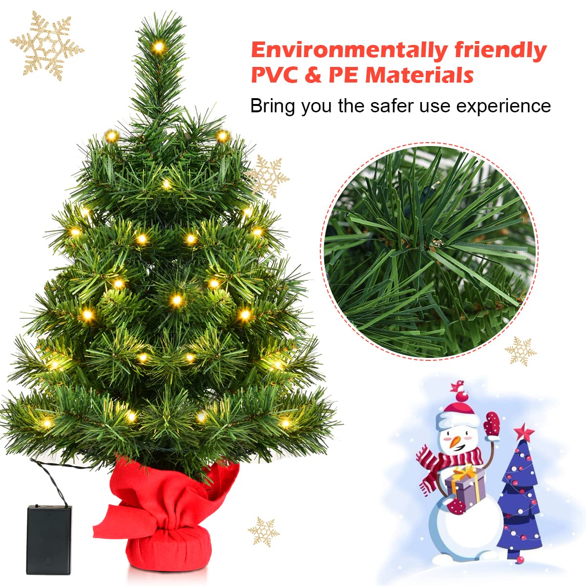 2FT Tabletop Mini Christmas Tree for Indoor Decor