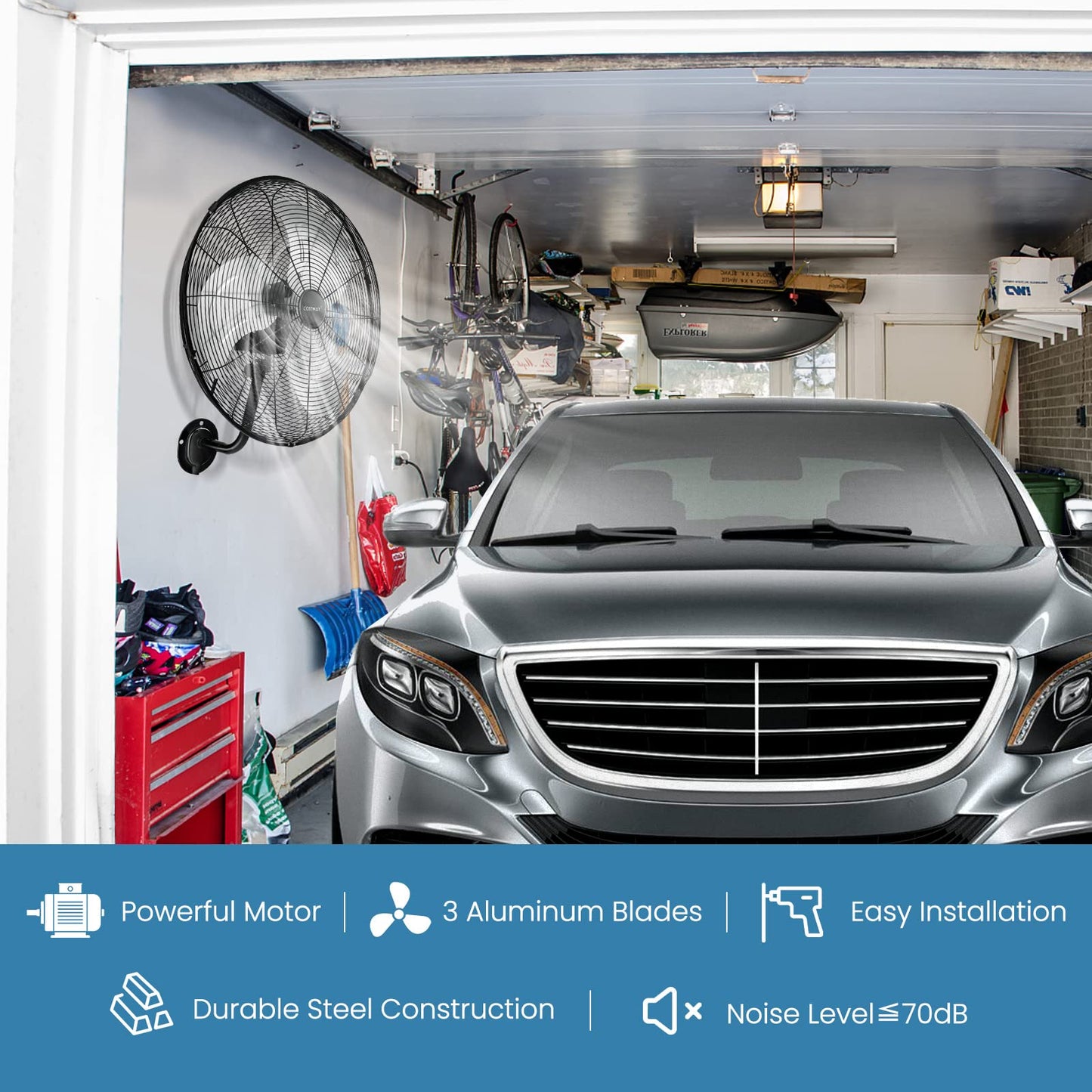 Wall Mount Fan 21 Inches Heavy Duty Metal Wall Fan with 3 Speeds