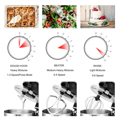 [侵权下架]ARLIME Stand Mixer, 660W 6-Speed Tilt-Head Food Stand Mixers with 6.5 Qt. Stainless Steel Bowl