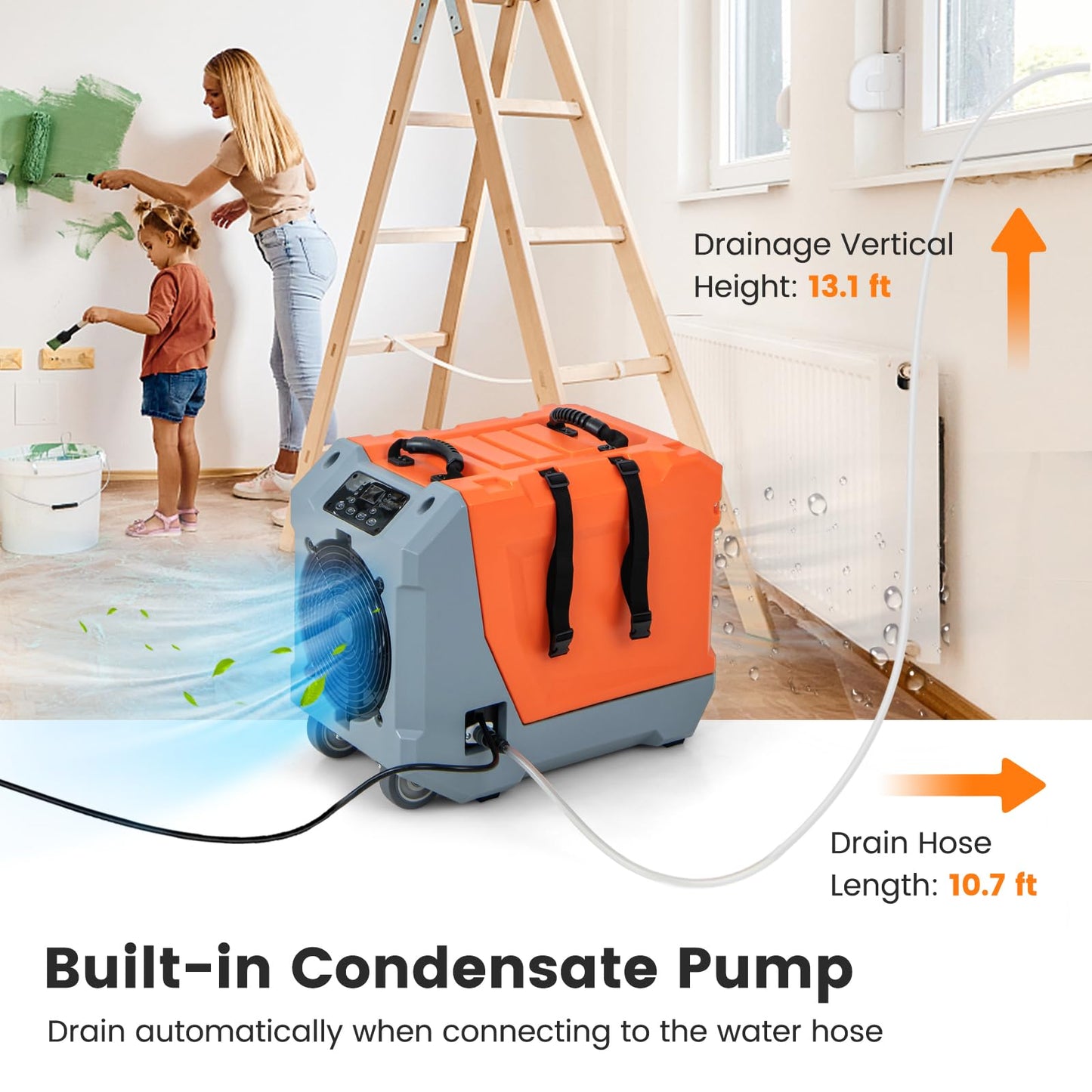 180 PPD Commercial Dehumidifier, with Pump & Drain Hose, Industrial Dehumidifier with Auto Defrost