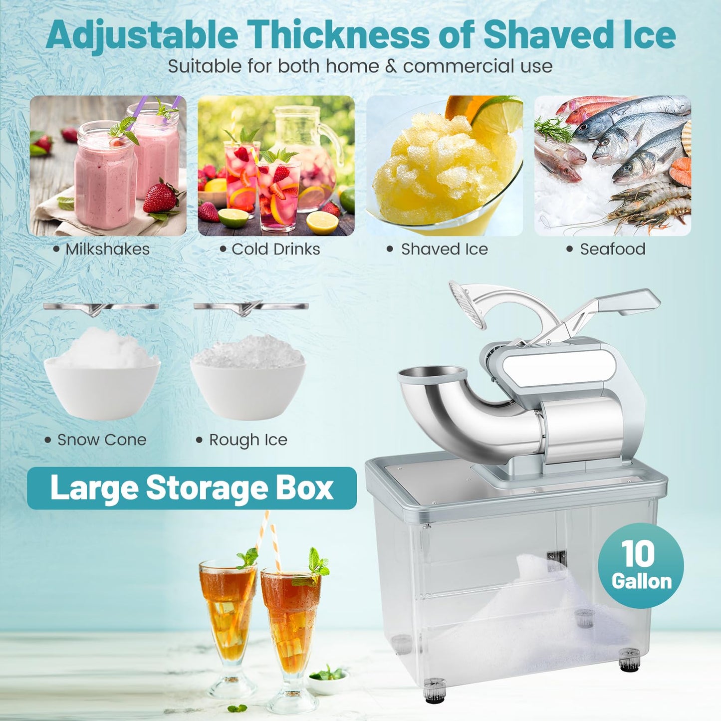 ARLIME Shaved Ice Machine Commercial, 660 LBS/H 300W Electric Ice Crusher