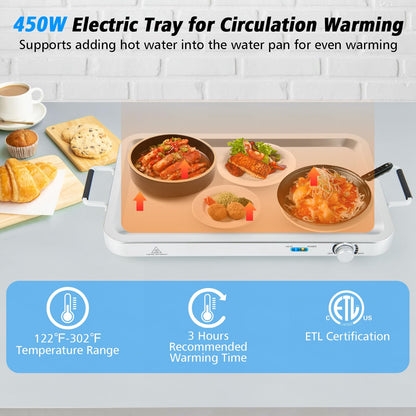 ARLIME Food Warmer Buffet Server, 450W Stainless Steel Electric Warming Tray