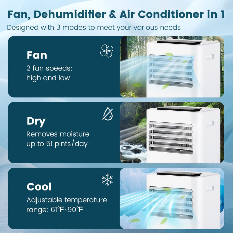 Portable Air Conditioner for Room up to 350 Sq. Ft, 10000 BTU 3-in-1 AC Unit for Bedroom
