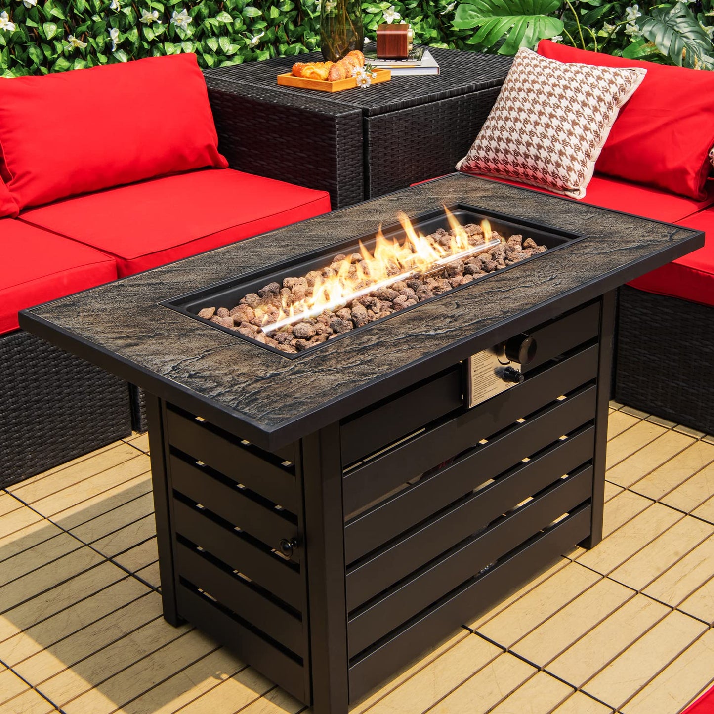 Rectangular Gas Fire Table w/ 50,000 BTU Heat Output