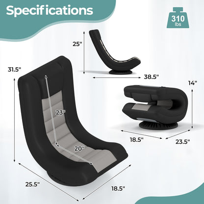 360° Swivel Floor Gaming Chair with 4 Position Adjustable Backrest & Neck Pillow