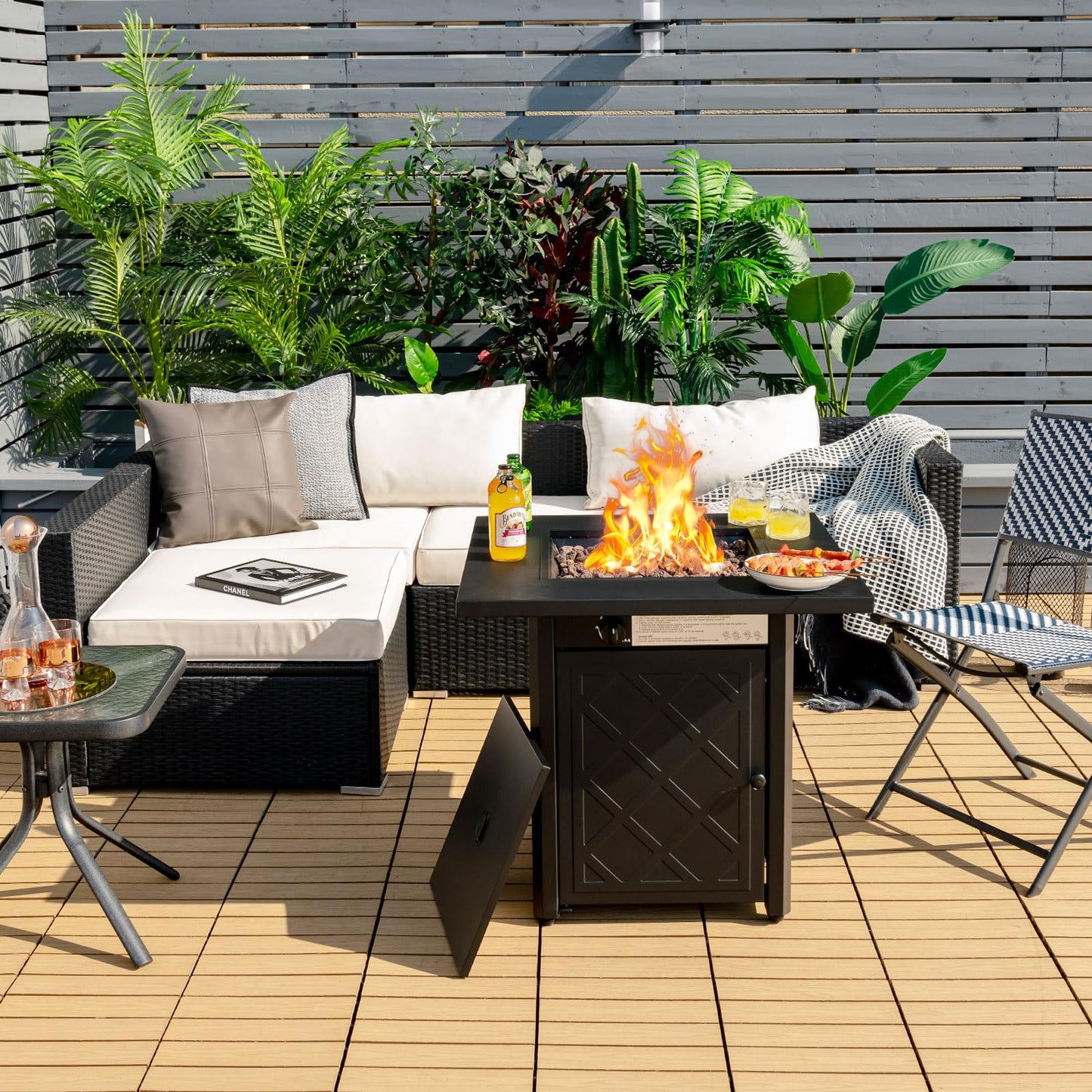 28 Inches Outdoor Propane Fire Pit Table for Patio