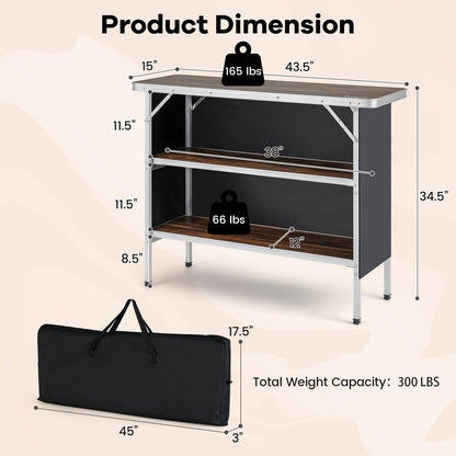 Portable Bar Table for Events Foldable Pop-Up Bar with Carrying Bag