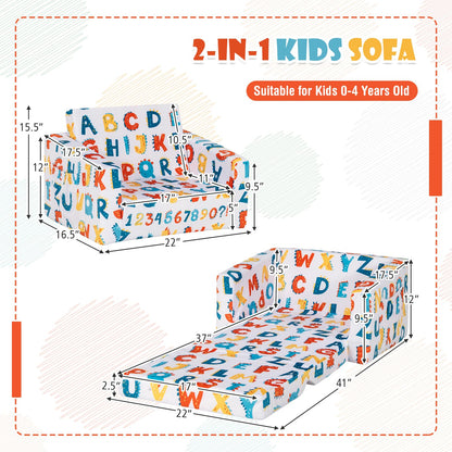 2-in-1 Convertible Sofa to Lounger for Children with Side Storage Pocket