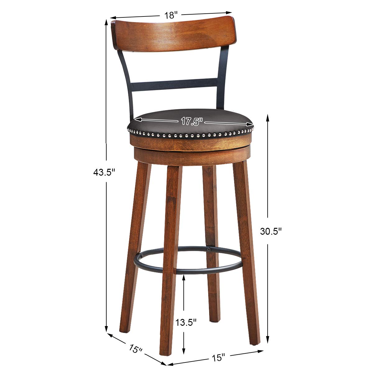 Bar Stools Set of 2 360-Degree Swivel Stools(30.5")