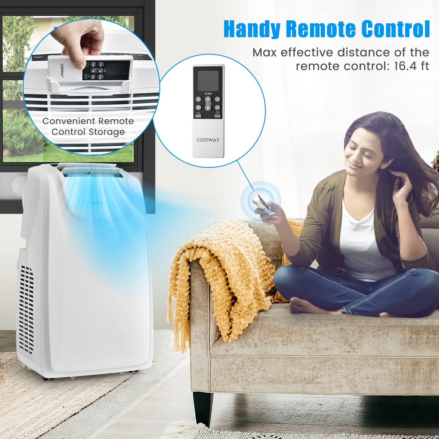 11,500 BTU Portable Air Conditioner, with Dual Hose, Remote Control, Powerful AC Unit Rooms up to 400 Sq.Ft.