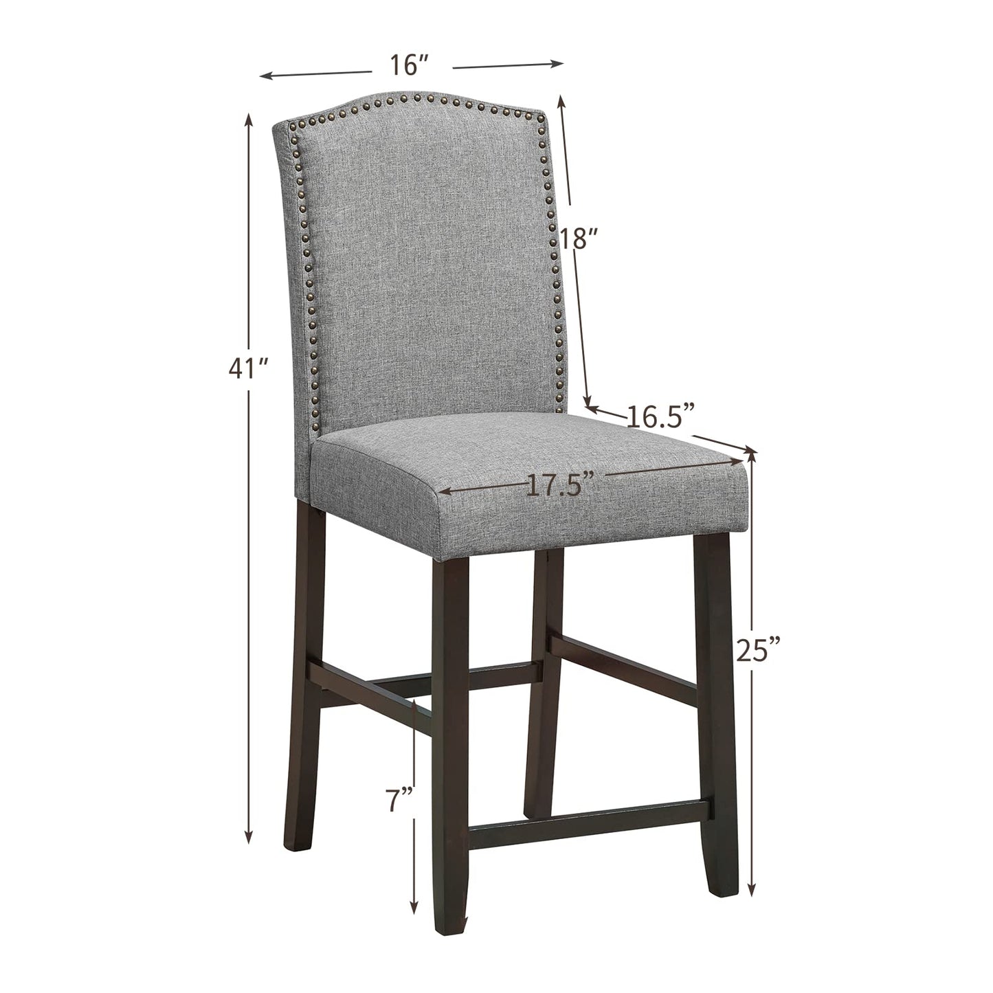 Bar Stools Set of 2 25'' Upholstered Counter Height Bar Stools