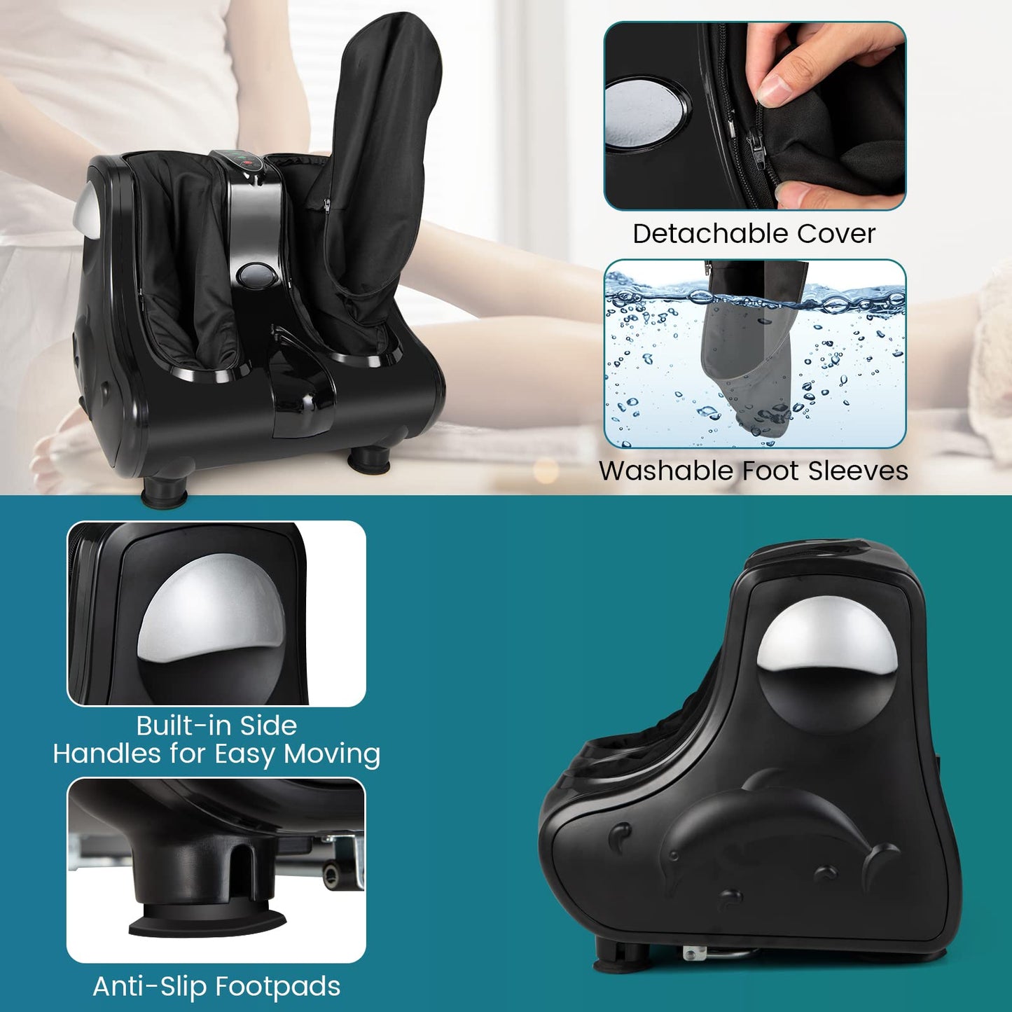 ARLIME Foot Calf Massager Machine with Shiatsu Kneading Rolling Vibration Heating Massager